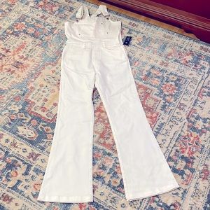 Volcom X Georgia May Jagger White Flare Overalls Size M, unused tags on.